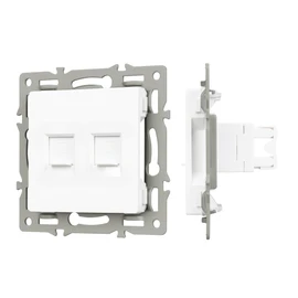 Фото #1 товара Механизм компьютерной розетки двойной SCT-MPC2-PL-WH (RJ-45, CAT6) (Arlight, -)