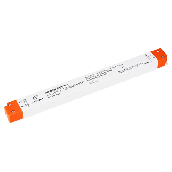 Фото товара Блок питания ARV-SP-24200-SLIM-PFC (24V, 8.33A, 200W) (Arlight, IP20 Пластик, 5 лет)