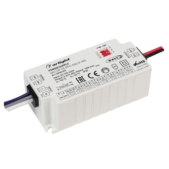 Фото товара Блок питания ARJ-SP-10-PFC-DALI2-INS (10W, 2-21V, 0.35-0.7A) (Arlight, IP20 Пластик, 5 лет)