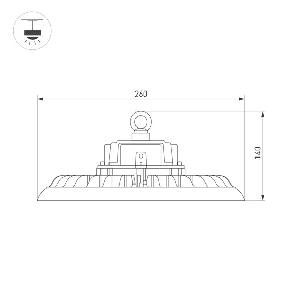 Фото #3 товара Светильник SP-ARIVA-DIM-R260-100W White5000 (BK, 60 deg, 230V, 0-10V) (Arlight, IP65 Металл, 5 лет)