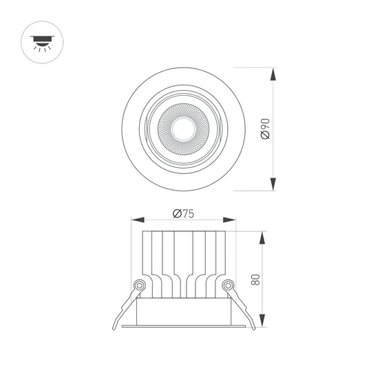 Фото #2 товара Светильник MS-VORTEX-BUILT-R90-12W Warm3000 (WH-WH, 40 deg, 230V) (Arlight, IP20 Металл, 5 лет)