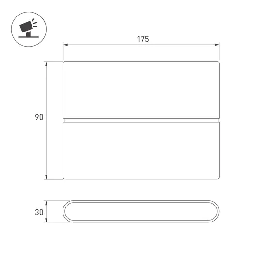 Фото #2 товара Светильник настенный SP-FLAT-S175x90-2x5W Day4000-MIX (Белый, 75 deg, 230V) (Arlight, IP65 Металл, 3 года)