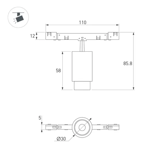 Фото #4 товара Светильник MAG-MICROCOSM-SPOT-ZOOM-R30-2W Warm3000 (BK, 15-45 deg, 24V) (Arlight, IP20 Металл, 5 лет)