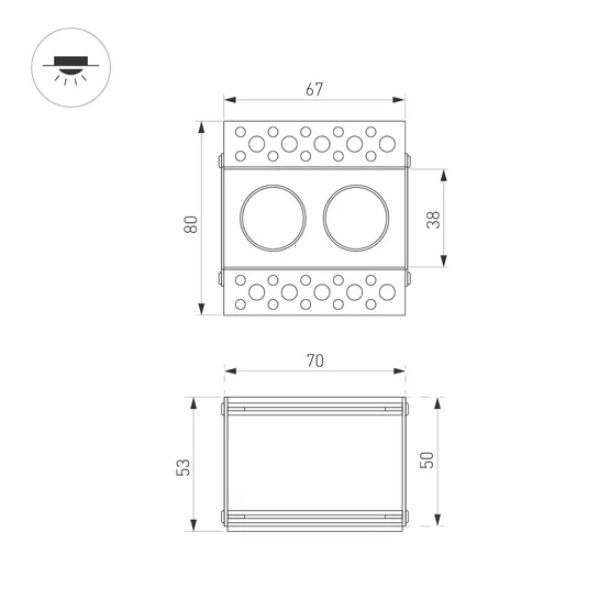 Фото #6 товара Светильник MS-ORIENT-BUILT-TRIMLESS-TC-S38x67-5W Day4000 (WH-BK, 30 deg, 230V) (Arlight, IP20 Металл, 5 лет)