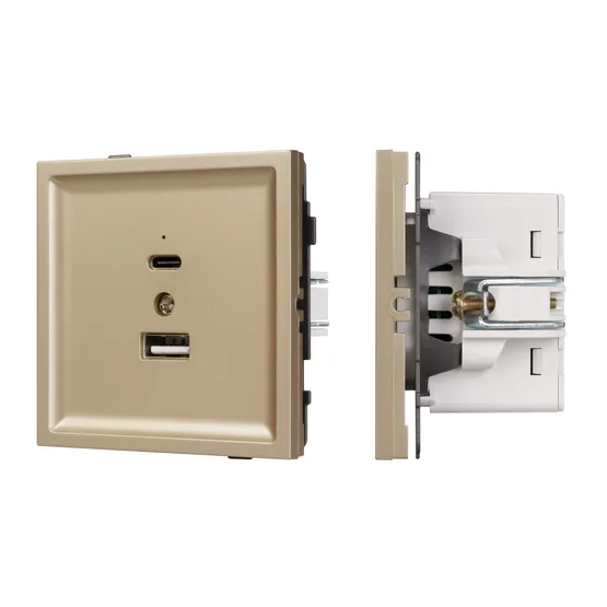 Фото #1 товара Механизм USB розетки SCT-TENDO-MUAC-SFPL-GD (5V, 3A, QC3) (Arlight, -)