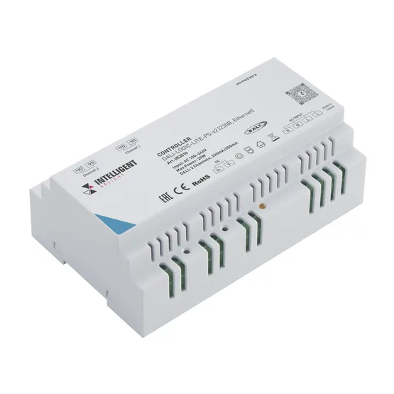 Фото товара INTELLIGENT ARLIGHT Контроллер DALI-LOGIC-LITE-PS-x2 (230B, Ethernet) (IARL, IP20 Пластик, 2 года)